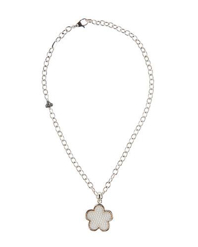 27mm Beaded Mother-of-pearl Flower Pendant Necklace