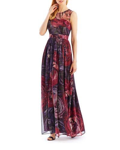 Metallic Floral-print Gown