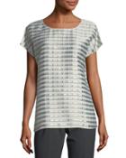 Nadette Round-neck Short-sleeve Metallic Blouse