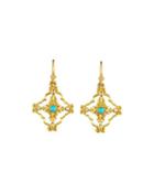Sueno 18k Turquoise & Diamond Scroll Drop Earrings