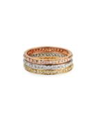 Estate 18k Tricolor Gold Diamond Stackable Rings,