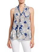 Paisley-print Tie-neck
