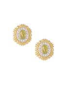 Peridot Button Earrings, Golden