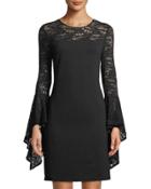 Cascading Lace Bell-sleeve Dress