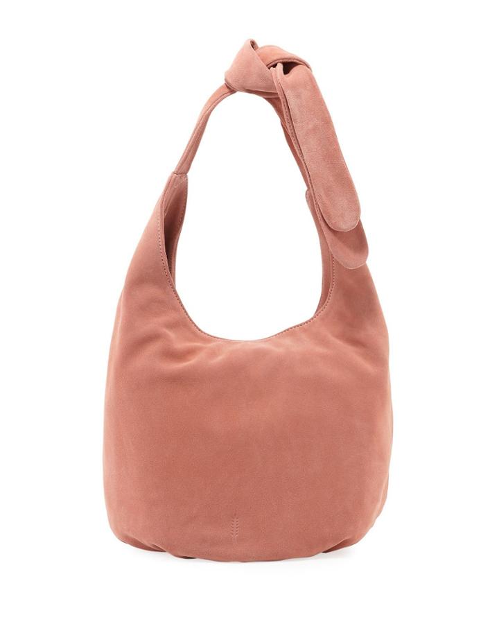 La Paz Suede Hobo Shoulder Bag, Pink