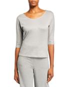 Metallic Scoop-neck Elbow-sleeve Tee