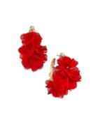 Flower Pedal Hoop Earrings, Red