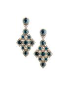 Diamond-shaped Blue Topaz Drop Earrings