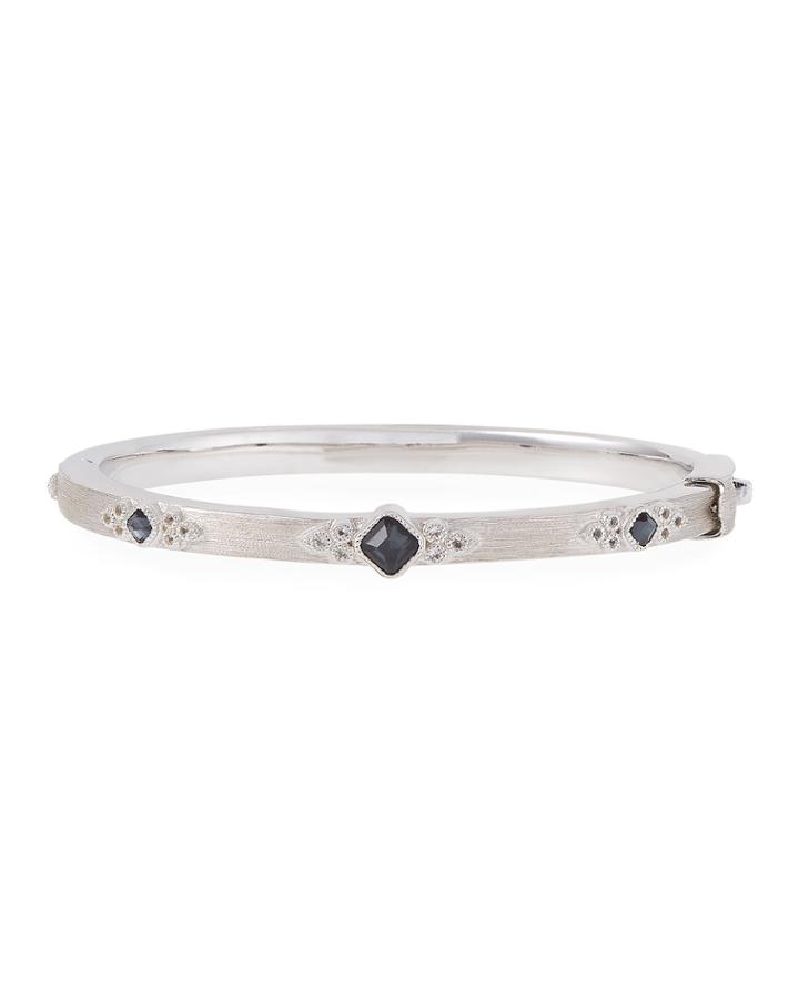 Asscher-cut Stone Bangle W/ Hematite Doublets