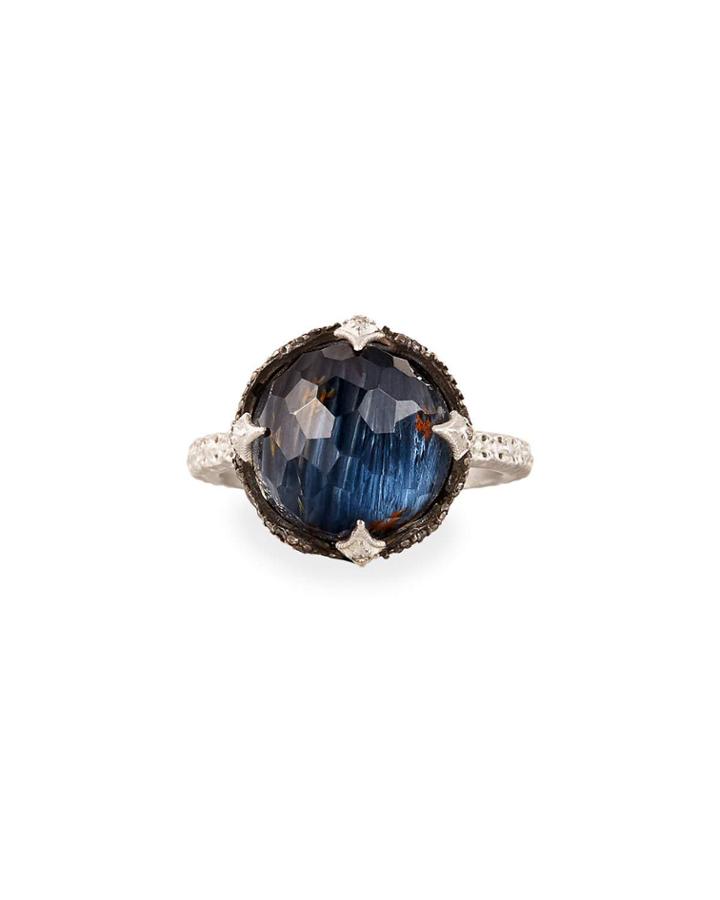 New World Blue Doublet Ring W/ Diamonds,