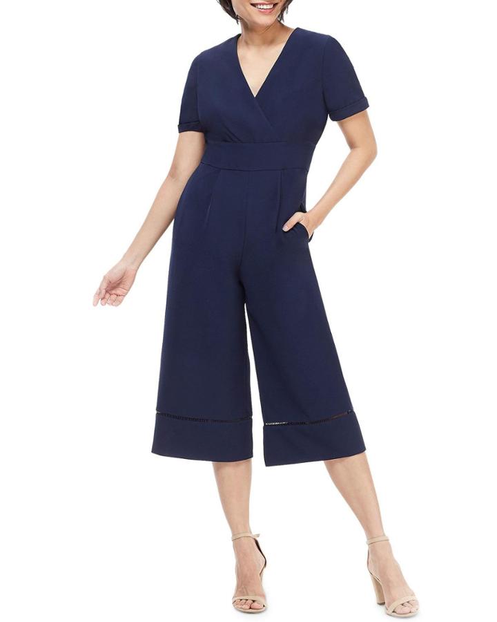 Ladder-stitched Wide-leg Cropped Jumpsuit