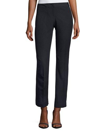Polka-dot Twill Straight-leg Pants, Navy