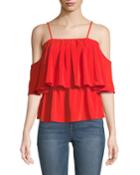 Lilly Tiered Cold-shoulder Blouse