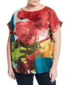 Lori Short-sleeve Mambo Magnolia Silk Blouse,