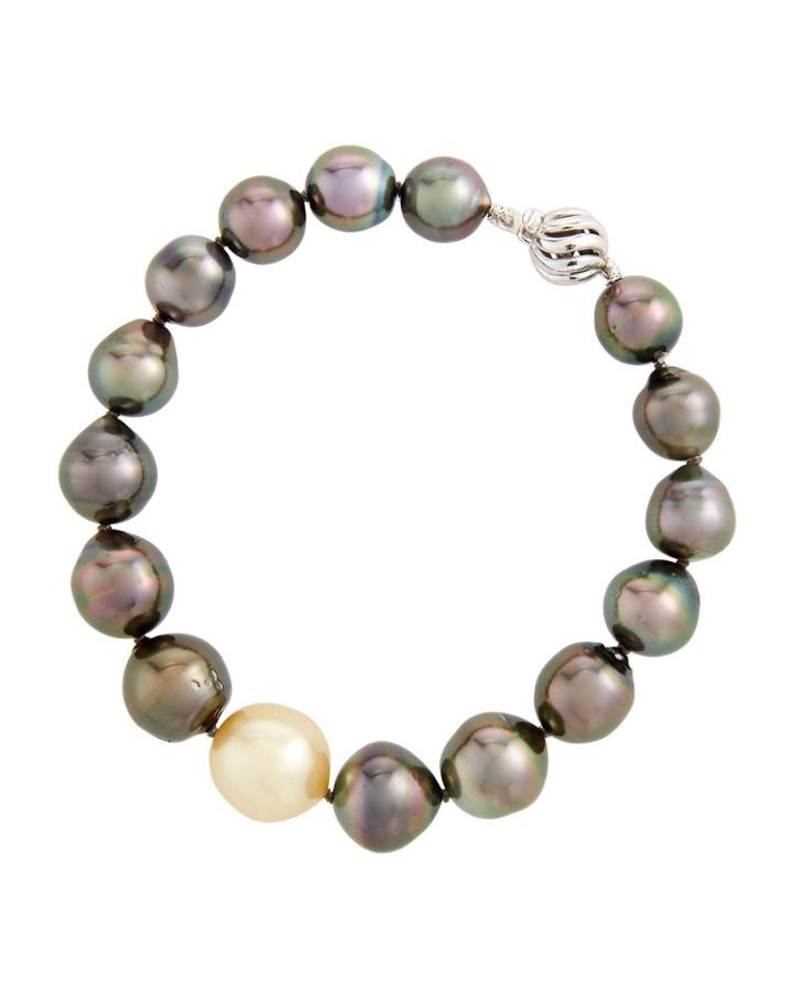 14k White Gold Tahitian Pearl Bracelet