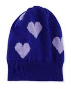 Cashmere Heart Beanie Hat, Purple/lilac