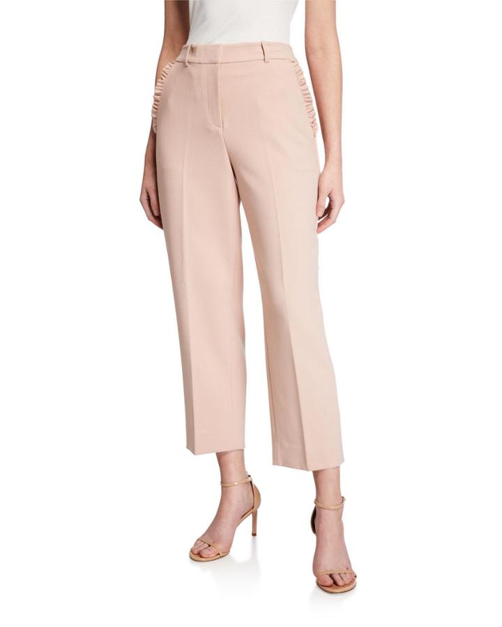 Ruffled-pocket Cropped Pants
