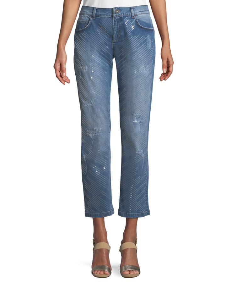 Five-pocket Straight-leg Jeans W/ Sequin Detailing