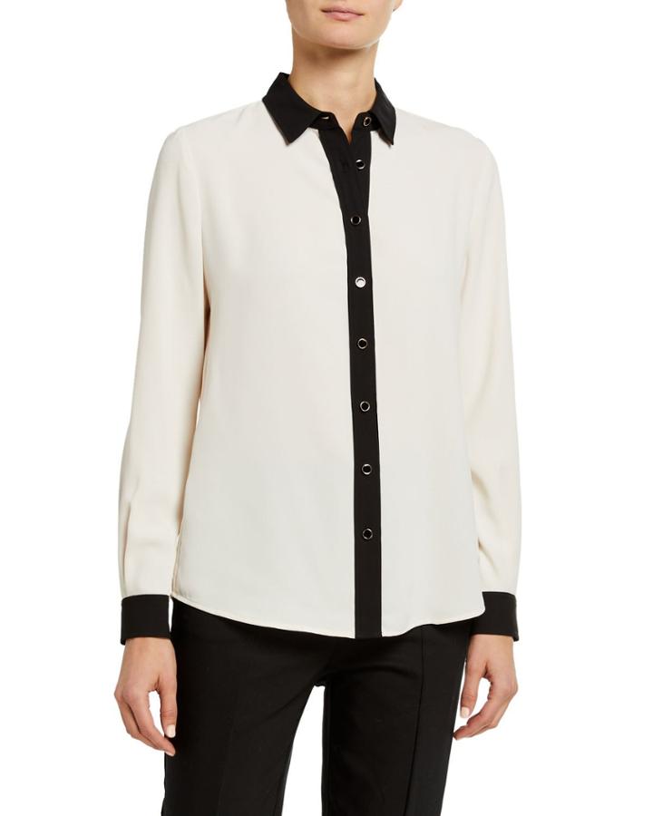Printed Cdc Button Down Blouse