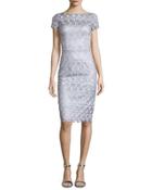 Short-sleeve Lace Sheath Cocktail Dress