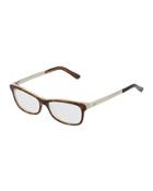 Two-tone Square Optical Glasses, Brown