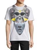 Skull/mask Graphic T-shirt, White