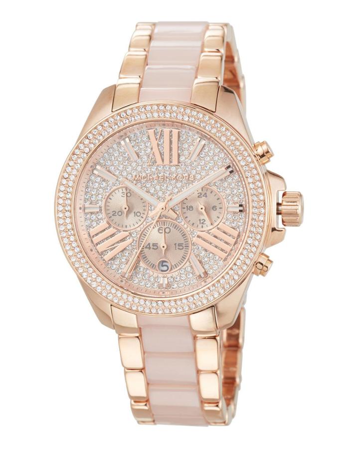 Wren Rose Golden Stainless Steel Pave Chrono Watch