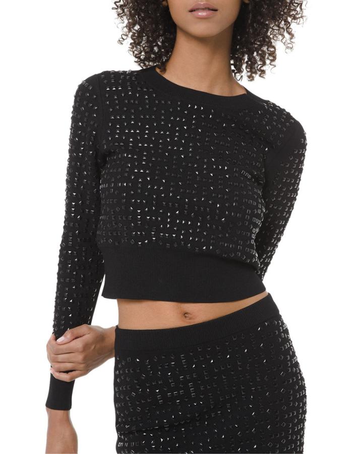 Geo Pyramid Studded Long-sleeve Crop