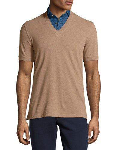 Denim-dickey Short-sleeve Tee, Camel/denim