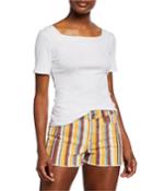 Bateau Ribbed Off-shoulder Top