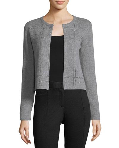 Wool-blend Beaded Cardigan