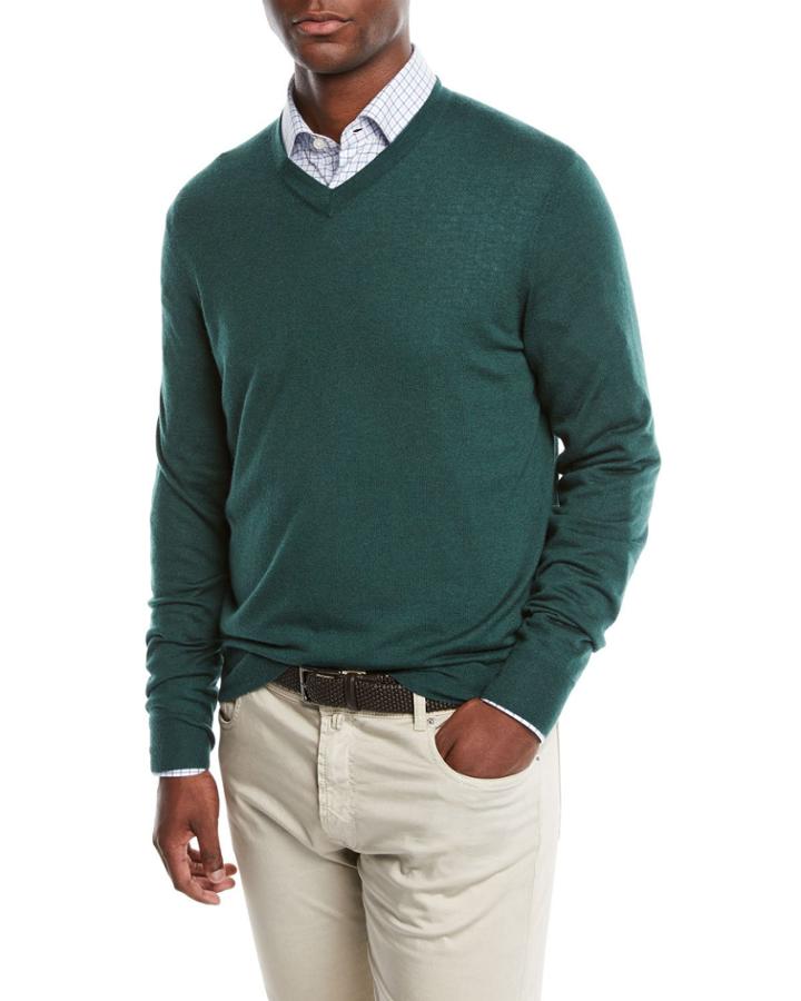 Men's Cashmere/silk V-neck