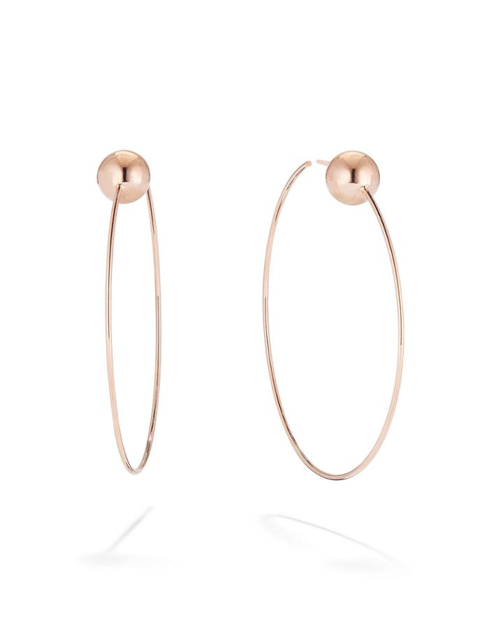 14k Gold Bead-post Hoop Earrings