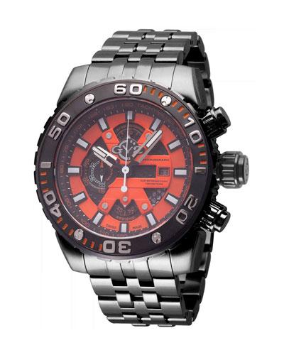 48mm Polpo Chronograph Stainless Steel Bracelet Watch, Orange