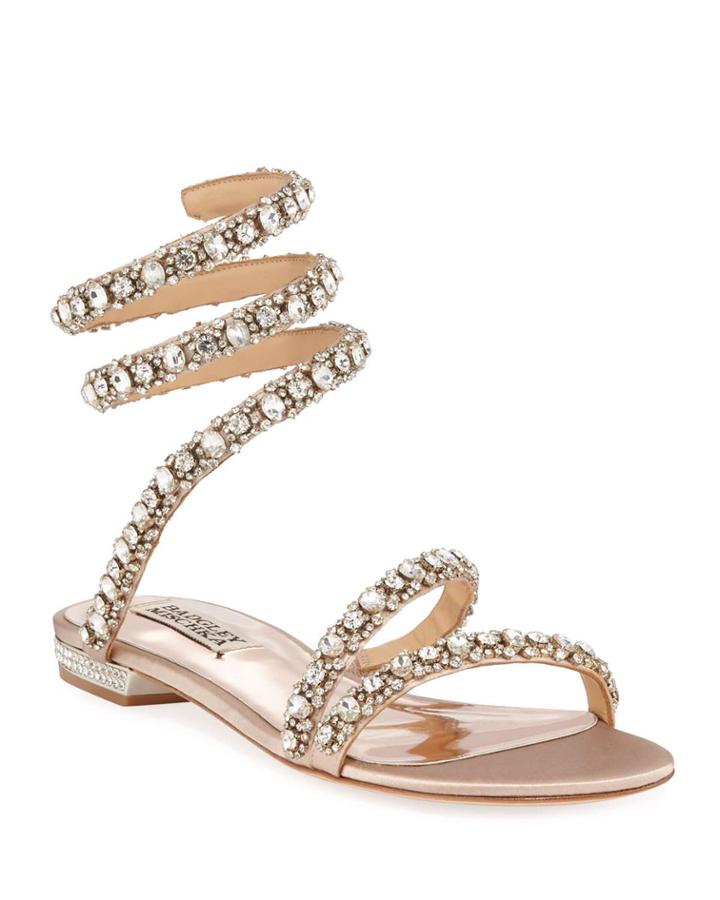Paz Rhinestone Twist Satin Flat