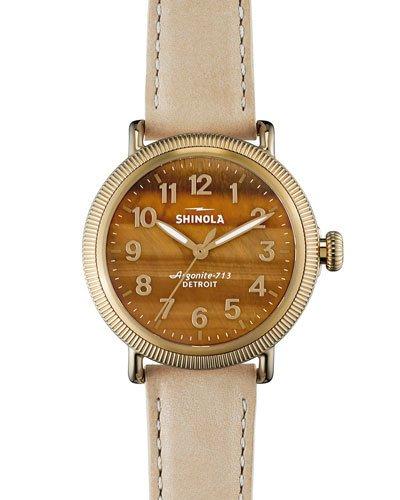 38mm Runwell Coin Edge Watch W/ Tiger's Eye Dial