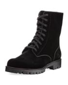 Velvet Embellished Combat Boot