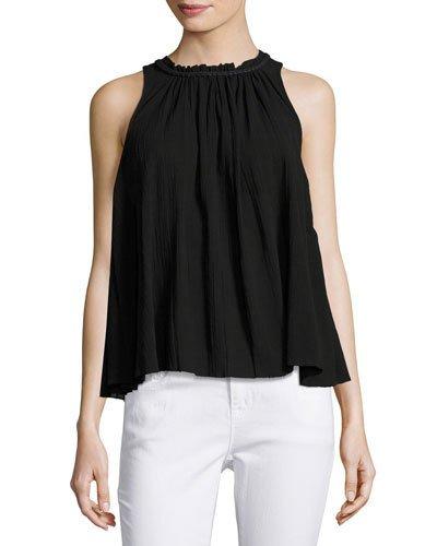 Braided-trim Sleeveless Top, Black