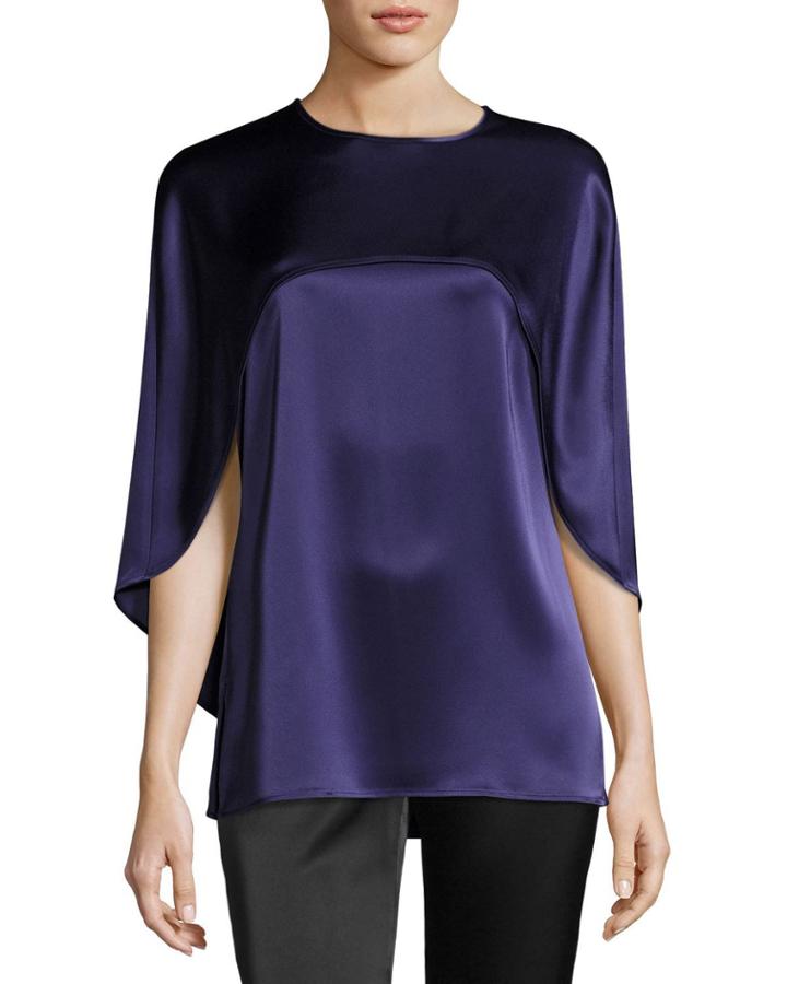 Liquid Satin Top W/ Cape Detail