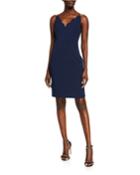 Sleeveless Crepe Sheath Dress W/ Pearl