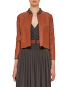 Perforated Leather Bomber Jacket, Wood