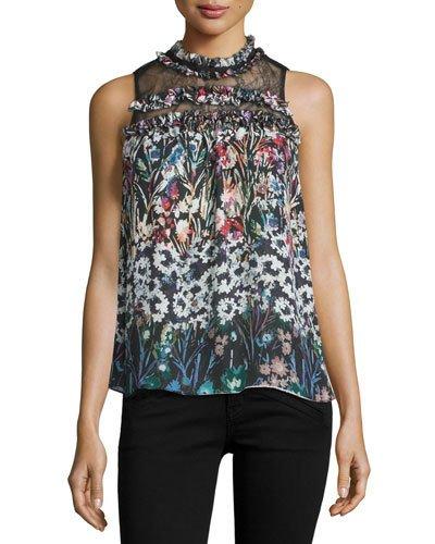 Rosalie Floral-print Top, Celadine