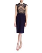 Lace-ponte Cocktail Dress With