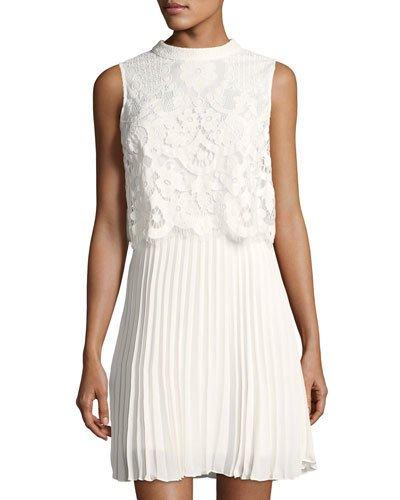 Mock-neck Lace-popover Dress