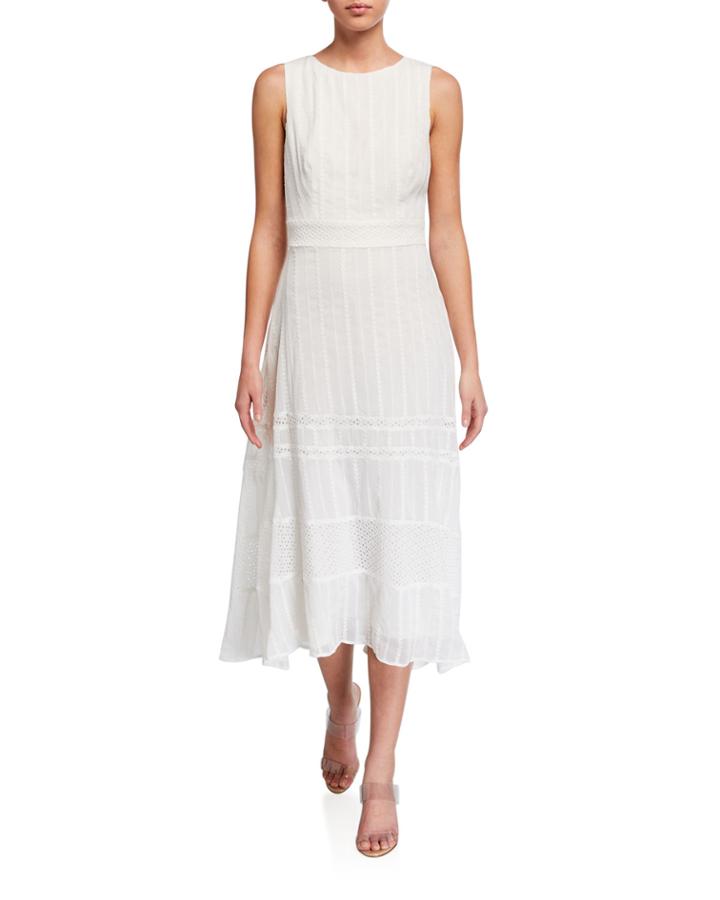 Solid Embroidered Chiffon Dress