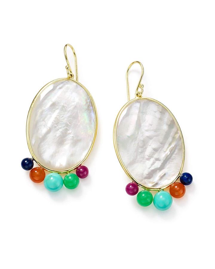 18k Nova Medium Oval Earrings W/ Graduated Beads