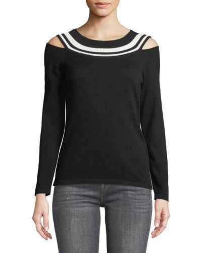 Stripe-top Cold-shoulder