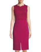 Sleeveless Lace-bodice Sheath Dress W/ Tie Back