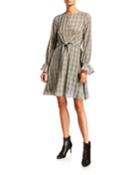 Plaid Knot Front Fit-&-flare Dress
