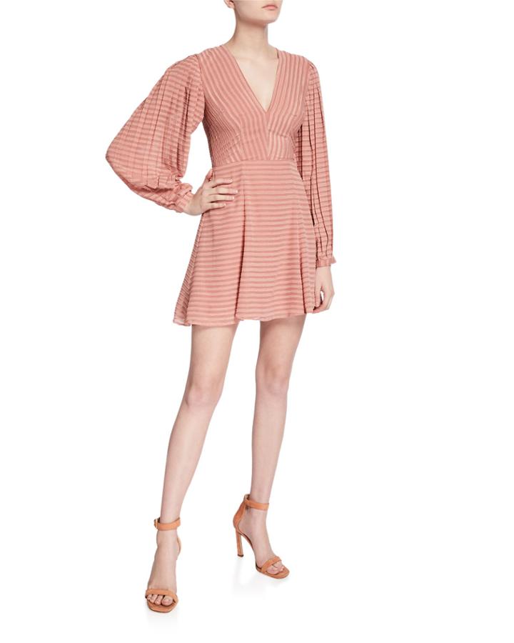 Waterfall Striped Long-sleeve A-line Dress